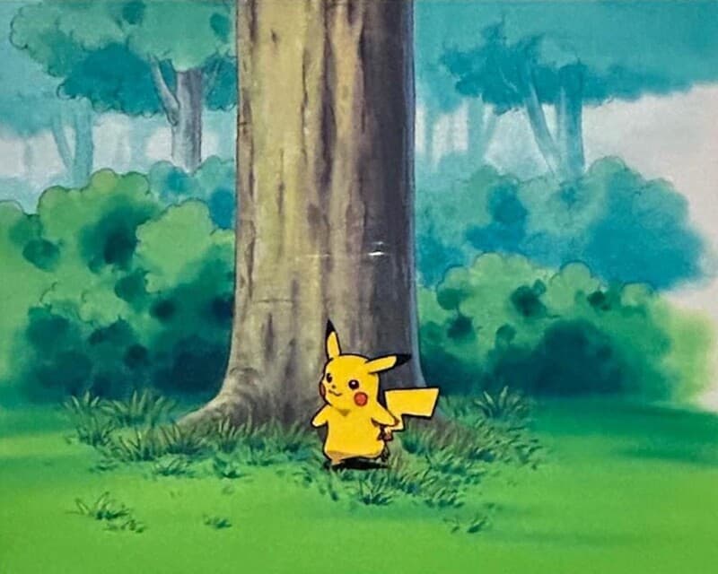 Pikachu animation cel from the collection of avid Pokémon card collector, Kim Namjoon.